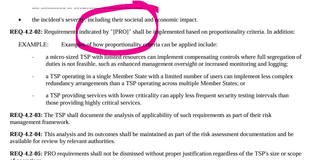 Proporcionalidad en la ETSI EN 319 401 v3.2.1 (I): el mecanismo