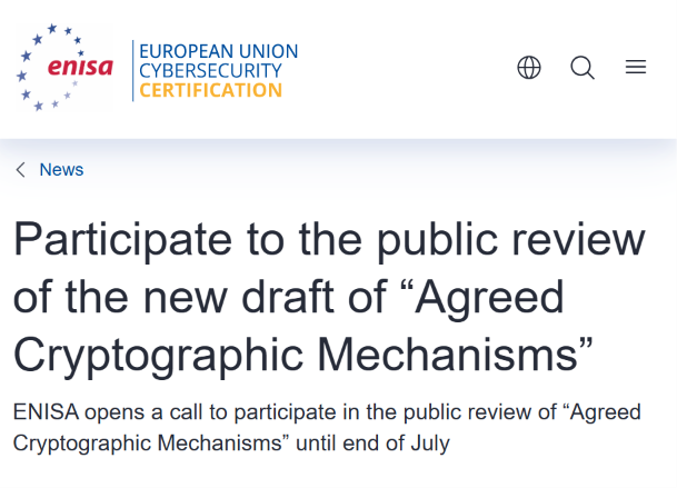 ENISA abre a revisión pública la versión 3 del documento Agreed Cryptographic Mechanisms